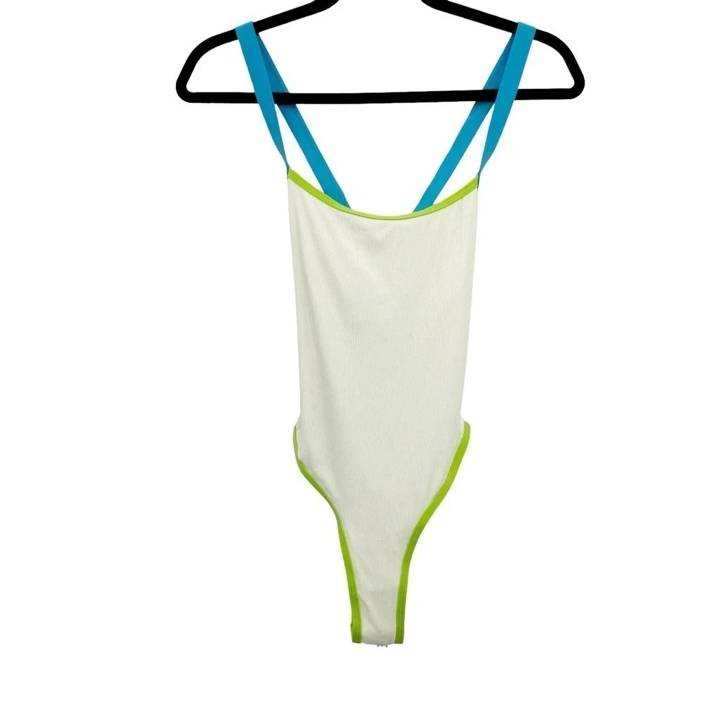 L*Space Baewatch Colorblock Trim Ribbed One-Piece Swimsuit Size XS NWT